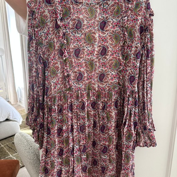 Sacks bohemian print long sleeve dress, size 0, used once - Picture 3 of 7